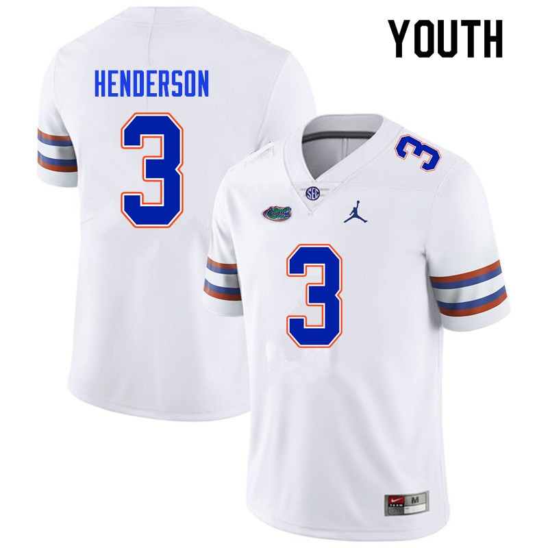 Youth NCAA Florida Gators Xzavier Henderson #3 Stitched Authentic Nike White College Football Jersey KYX3865XC